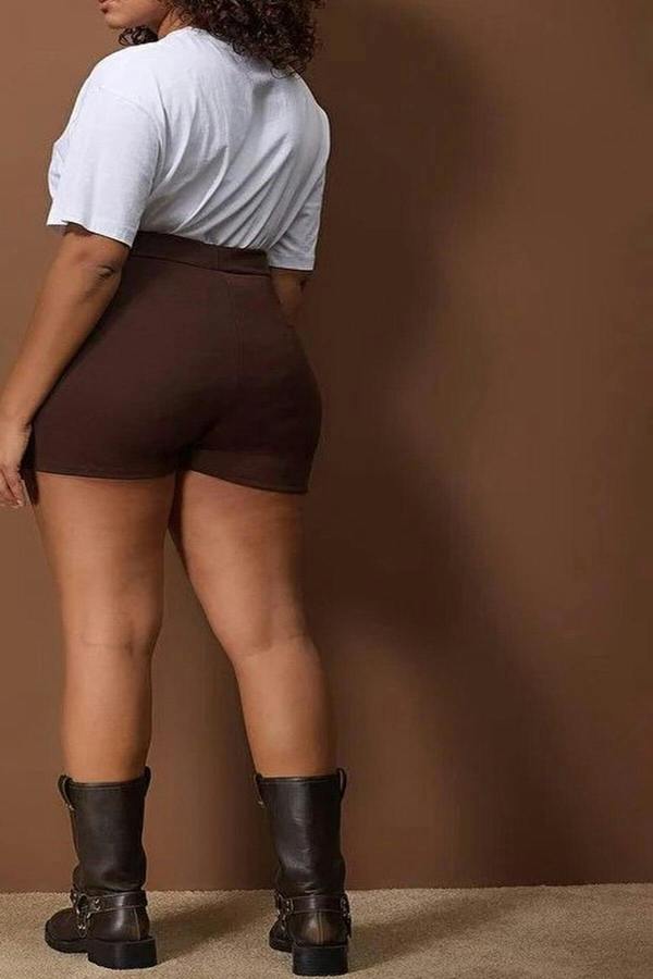 WOVCOR Slit Knitted Plus Size Skirt