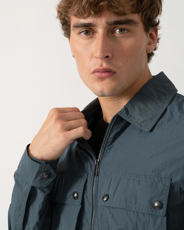 Zip and cuff detail of Belstaff Mens Tourer Overshirt - Petrol