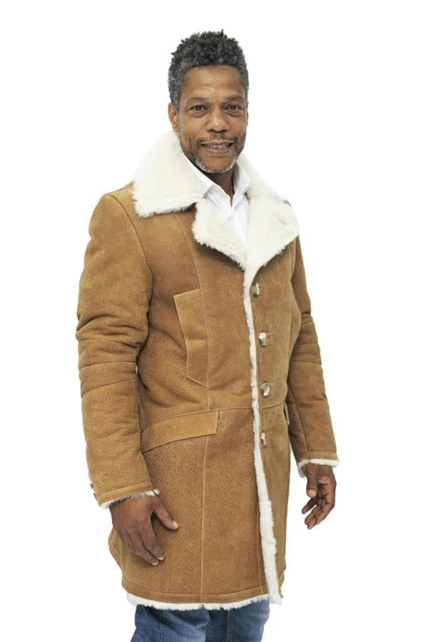 Infinity Leather Mens Warm Sheepskin Trench Coat-Managua
