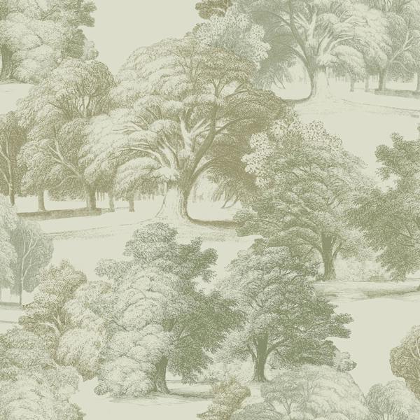 Grandeco Paul Moneypenny Belvoir Forest Green Toile Wallpaper for Grandeco