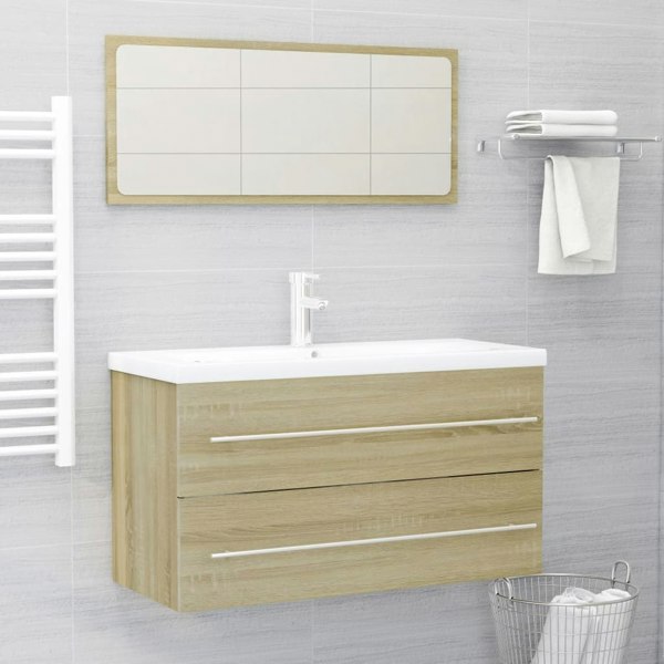 Berkfield 2 Piece Bathroom Furniture Set Sonoma Oak Engineered Wood