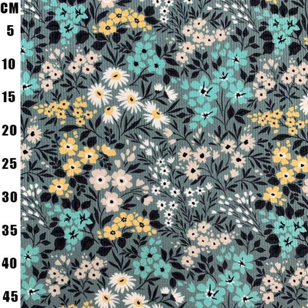 Minerva Printed Cotton Needlecord Dressmaking Fabric per metre, 145cm / 57" Wide - Sea