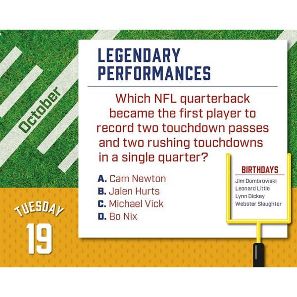 NFL American Football Trivia Desk Calendar 2027, Desk Calendars, Day To View, Sports, Gift