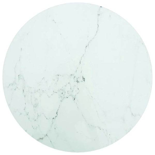 Berkfield Table Top White �_�”�_50x0.8 cm Tempered Glass with Marble Design
