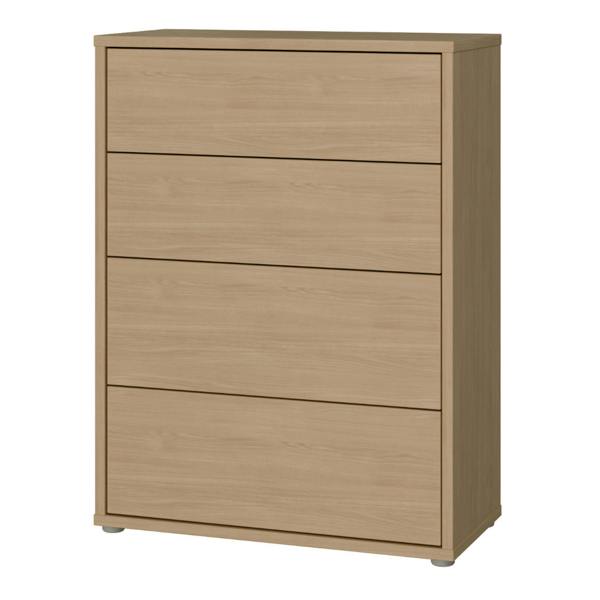 Alice Springs 4 Drawer Chest with Push-to-Open Drawers in Elegancia Oak and White