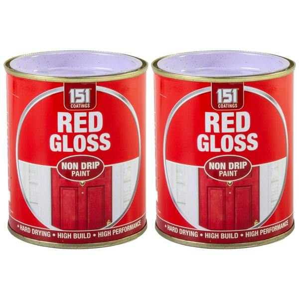151 2X Red Gloss Non-Drip Paint 300ml