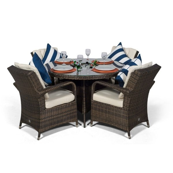 Giardino Arizona Round 4 Seater Patio Dining Set with Ice Bucket Drinks Cooler