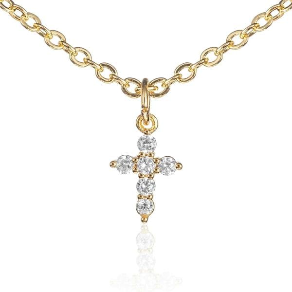 Dainty Gold Plated Cross Pendant Necklace for Women - namana.london