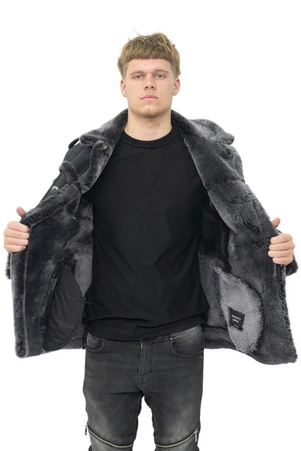 Infinity Leather Mens Merino Sheepskin Suede Jacket with Tie Belt-Kingsbridge