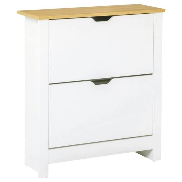 Dyzi 12 Pair Shoe Storage Cabinet 4 Shelves 2 Drawers White