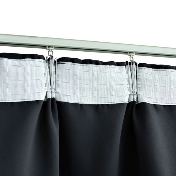 Berkfield Blackout Curtains with Hooks 2 pcs Black 140x175 cm