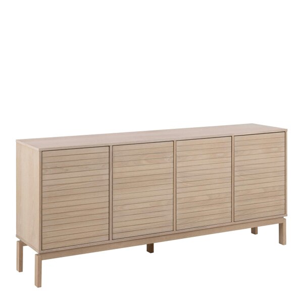 Wyld Haus Nakskov White Oak Wood Panelled Sideboard 4 Door