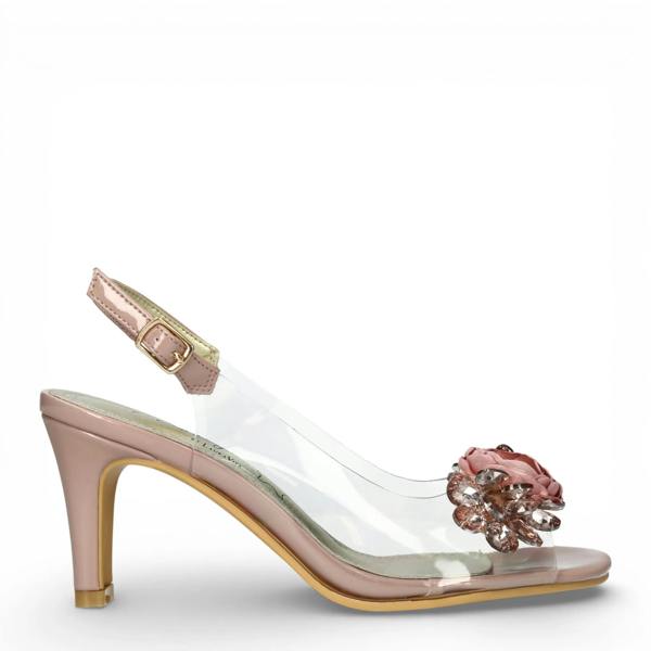 Laura Vita Mira 05 - Women’s Clear Rose Pink Slip-On Heel Sandals