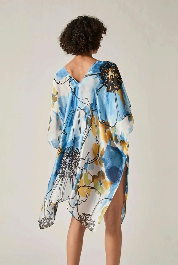 James Lakeland Blue Floral Sketch Kaftan