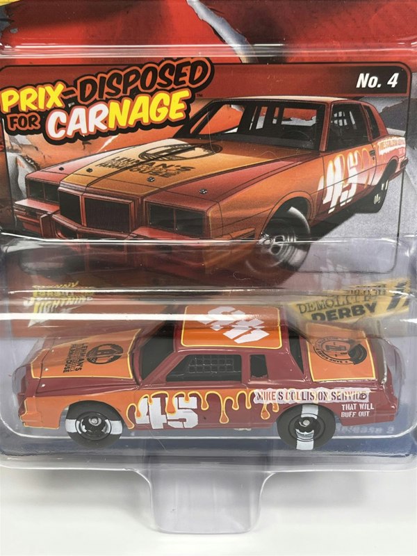 Johnny Lightning 1982 Pontiac Grand Prix Stock Car 6 Cans of Deep Red with Orange 1:64 Scale JLSF024B