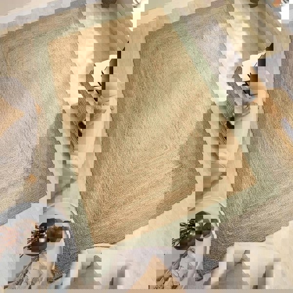 The Rugs Hand-Braided Jute Rug with Colourful Border