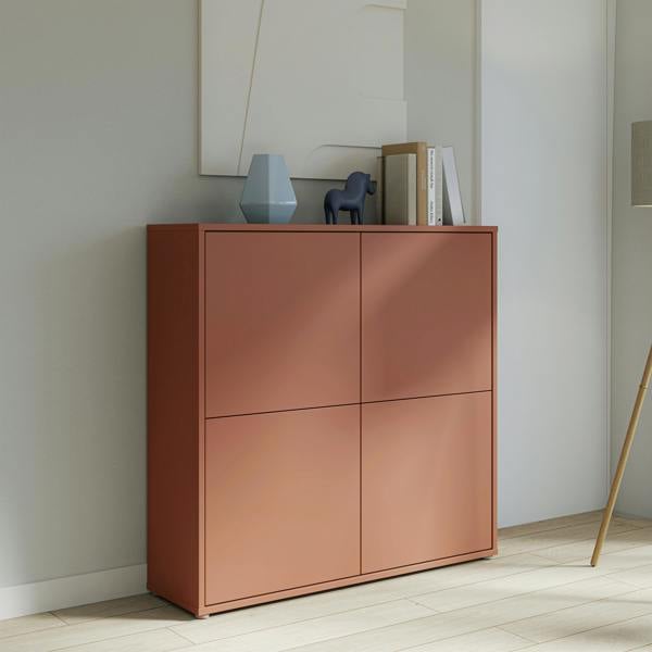 Furniture To Go Alice Springs 4 Door Large Storage Cabinet with Push-to-Open Doors in Terracotta
