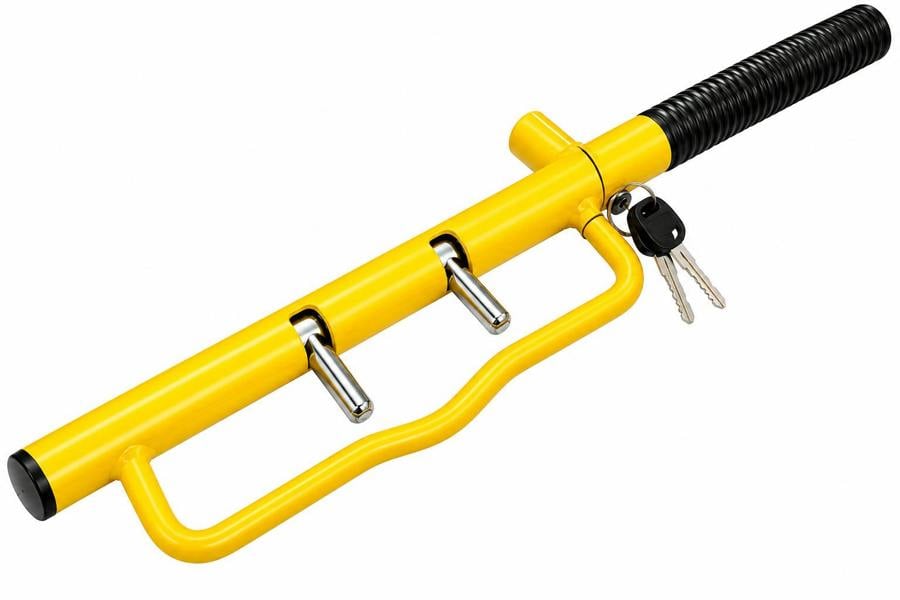 ATEK Heavy Duty Steering Wheel Lock Anti-Theft Car Security Bar with 2 Keys Yellow