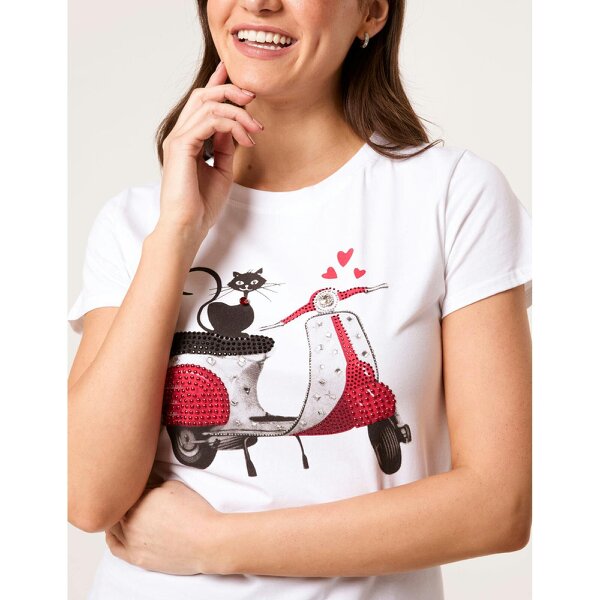 Blue Vanilla Printed Cat T-Shirt