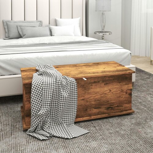 Wyld Haus Nomo Malu Rustic Brown Storage Trunk With Flip Top Lid Safety Hinges