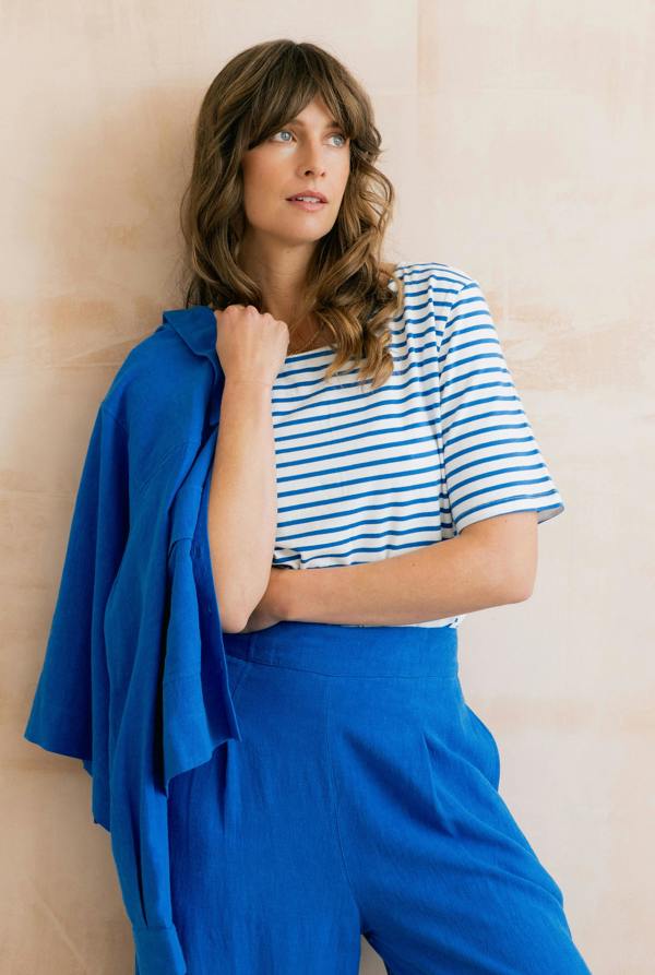 Lily & Me Kite Boxy Stripe T-Shirt Cobalt
