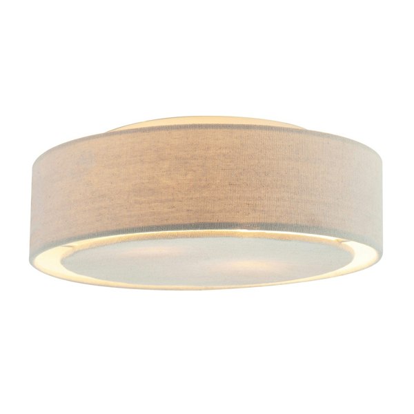 Modern Flush Linen Fabric Ceiling Light Fitting with Diffuser Plate Image 1