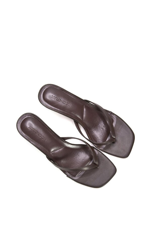 XY LONDON Slip On Flip Flop Kitten Heel Mule Heeled Sandals