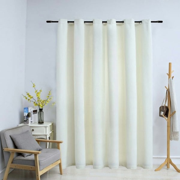 Berkfield Blackout Curtain with Metal Rings Velvet Cream 290x245 cm