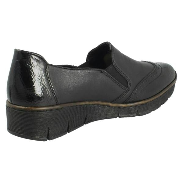 Rieker Ladies Rieker Brogue Detailed Slip On Smart Shoes 53776
