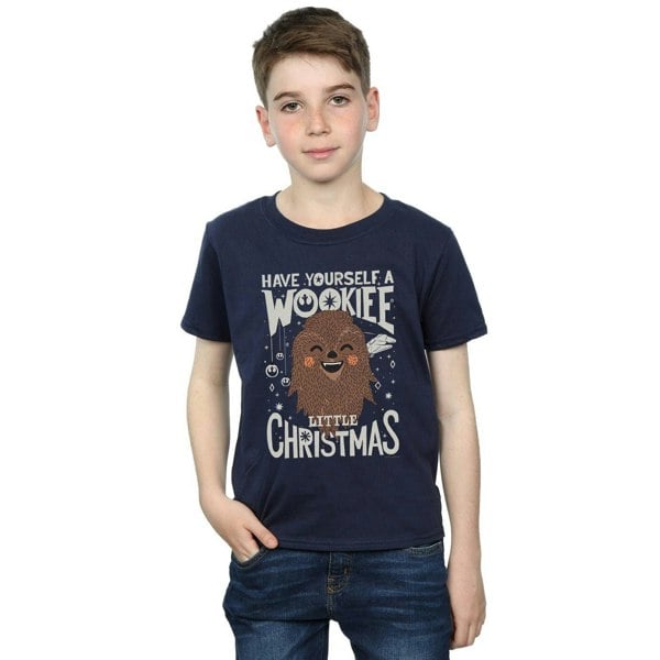 Star Wars Boys Wookiee Little Christmas T-Shirt - Navy Blue