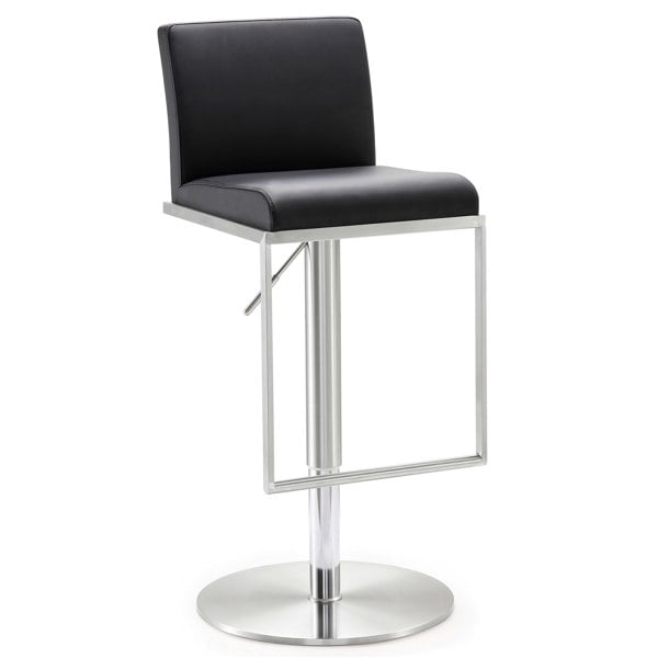 Furniture Edit Amalfi Black Vegan Leather Adjustable Stool