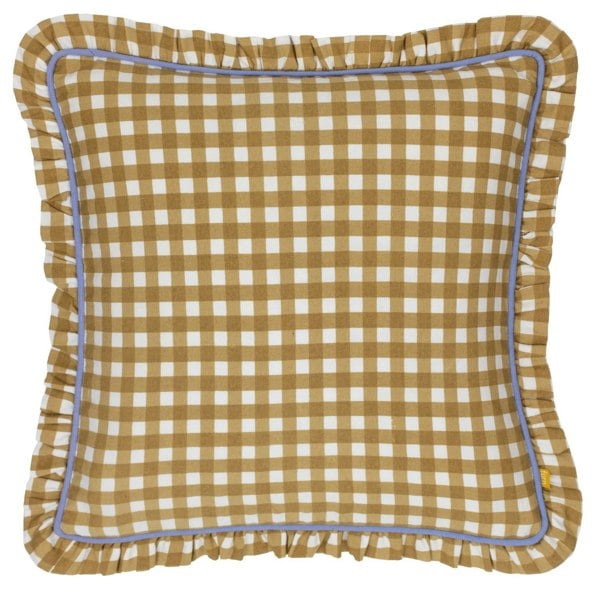 Furn Maude Reversible Gingham Cushion Cover - Gold