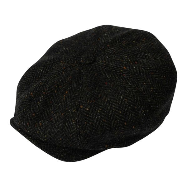 Gamble & Gunn Molloy & Sons Irish Donegal Tweed British Made Moor Green Button Top Cap