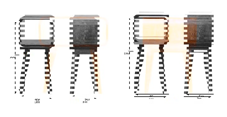 Artisan Furniture Solid Wood Curved Open Chestnut Bedside Table