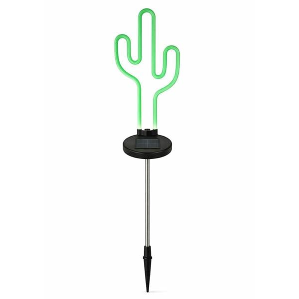 Gardenwize Solar Neon Effect Cactus Stake Light – Green LED Garden Light