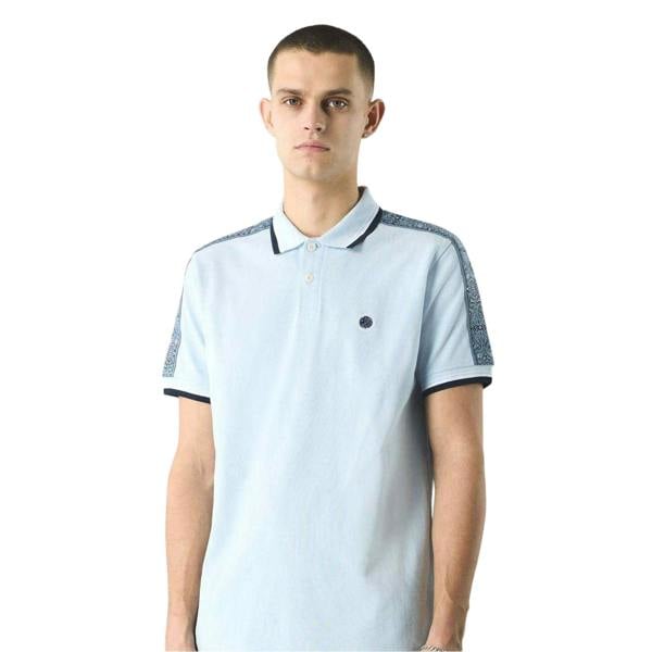 Pretty Green Mens Paisley Regular Polo Shirt - Light Blue - 