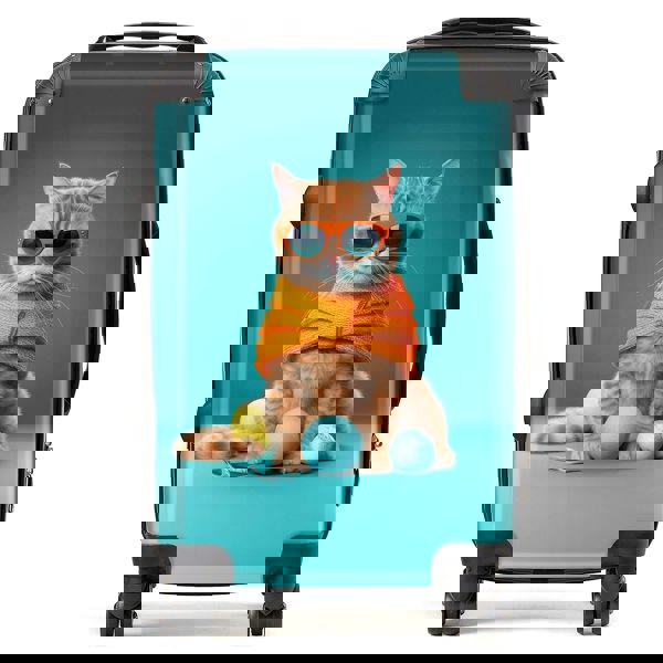 Warren Reed Cat In Glasses With Balls Of Wool Suitcase