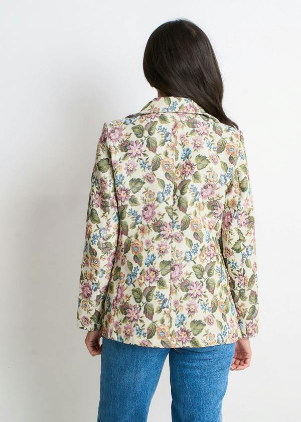 Gini London Beige Floral Jacquard Tailored Jacket