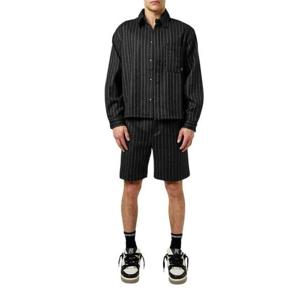 Represent Mens Pinstripe Relaxed Fit Overshirt - Black Stripe - 