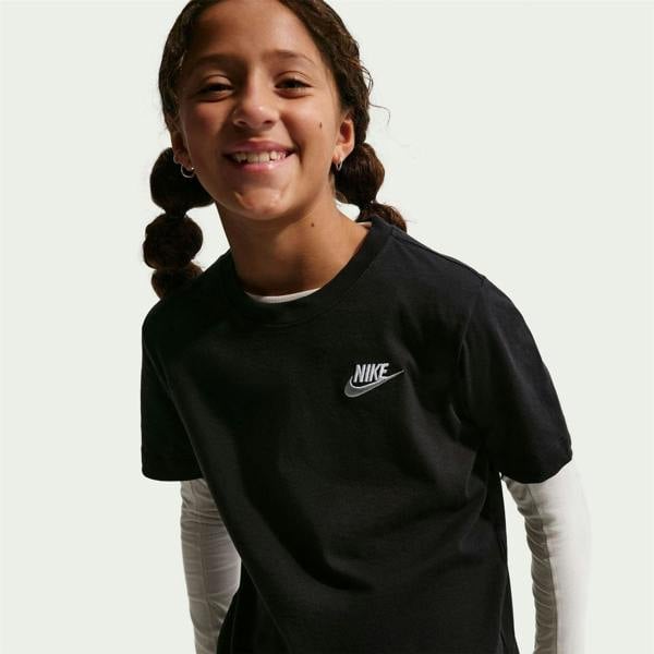 Nike Childrens/Kids Futura Classic Logo Regular T-Shirt - Black/White - 