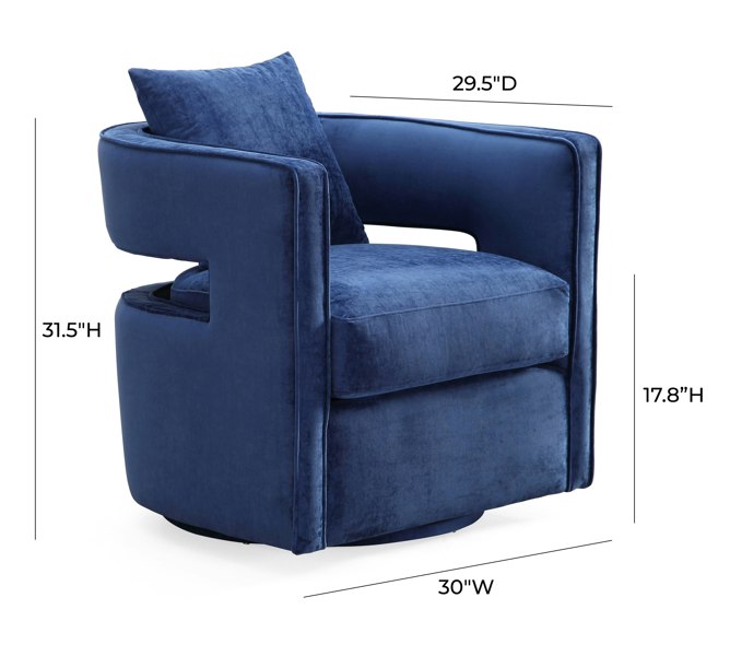 Furniture Edit Kennedy Navy Swivel Accent Occasional Chair