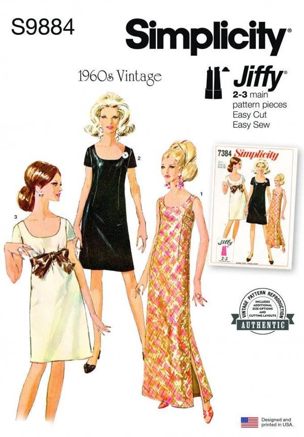 Simplicity Sewing Pattern 9884, Dresses, Vintage Style for Women, H5 (6-8-10-12-14) - Easy