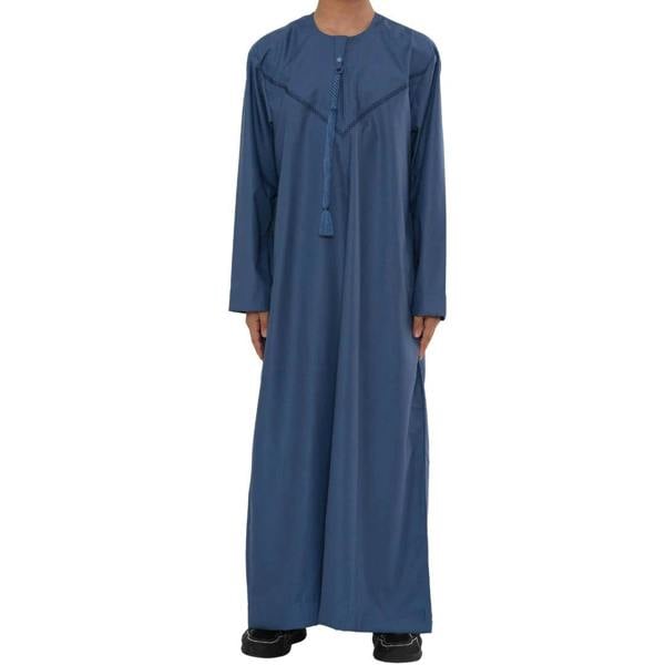 HM10 - Boy's Thobe Emirati Omani Zipped Jubba - Blue - Thobez - 22