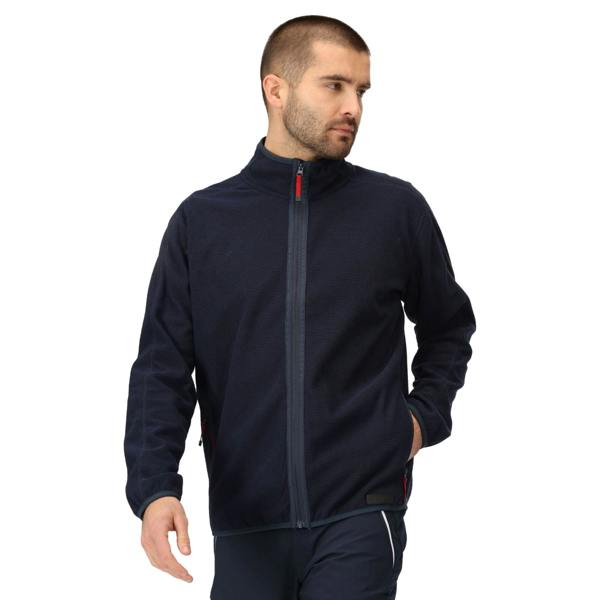 Regatta Mens Kinwood Full Zip Fleece Jacket - Navy/Danger Red - 