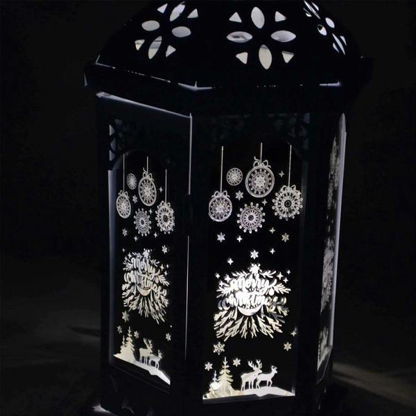 28cm Christmas LED Lantern Decorative Indoor Table Light with USB Operation, White image 5