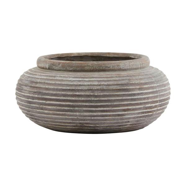 Hill Interiors Siena Ribbed Round Planter - Brown - 