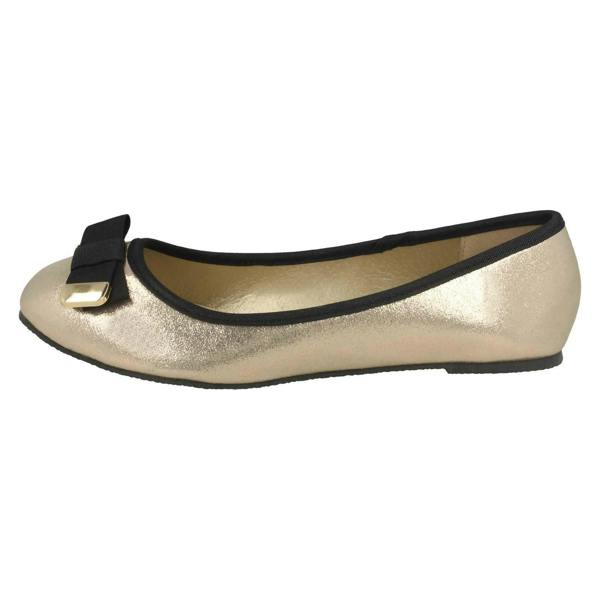 Spot On Ladies Spot On Ribbon Bow Vamp Ballerinas