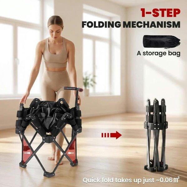 42" Foldable Mini Trampoline, One-Step Fold & Open, Rebounder Trampoline with 3-Level Adjustable Handle for Adults