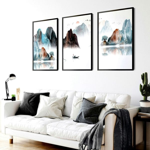 Japandi interior design | set of 3 wall art prints for Living room