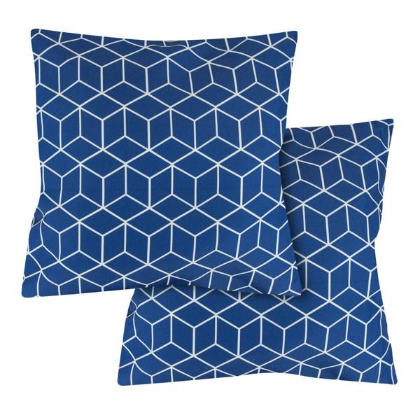 Gardenwize Pack of 2 Blue Cube Cushion Covers